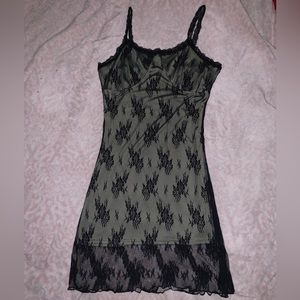 Green Dress with black lace